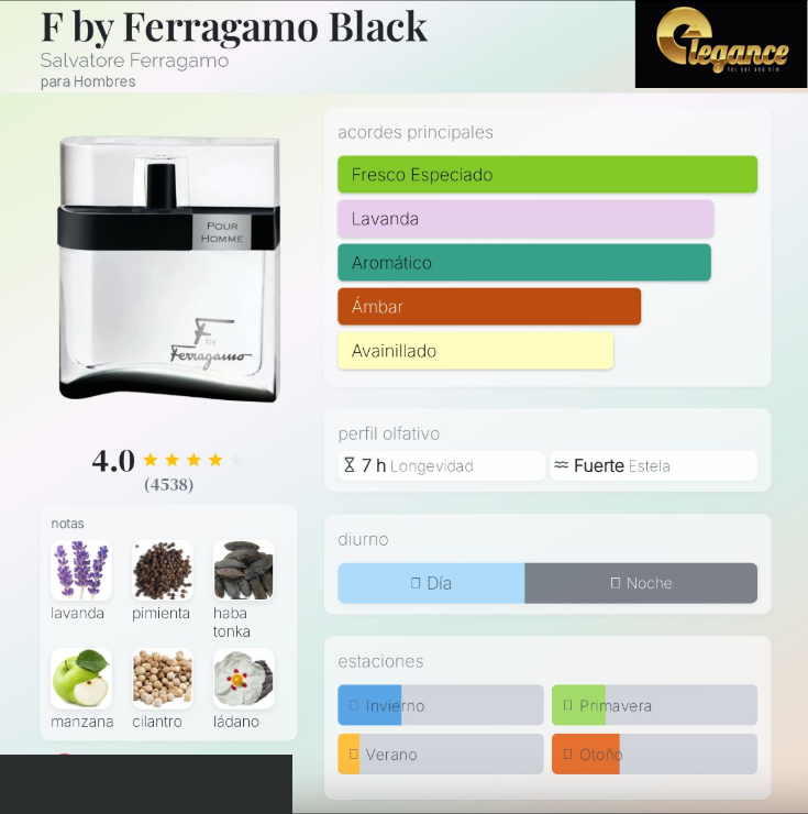 Salvatore Ferragamo F by Ferragamo Black EDT (H) 100ml