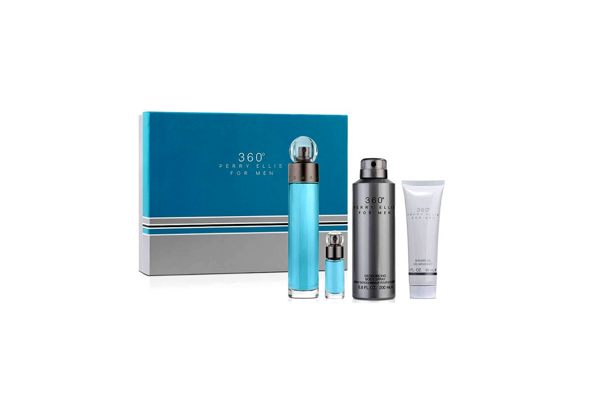 Perry Ellis Set 360 Men EDT 4 Pcs (H) SP 100ml; SG 90ml; DP 170g; MP 7.5ml
