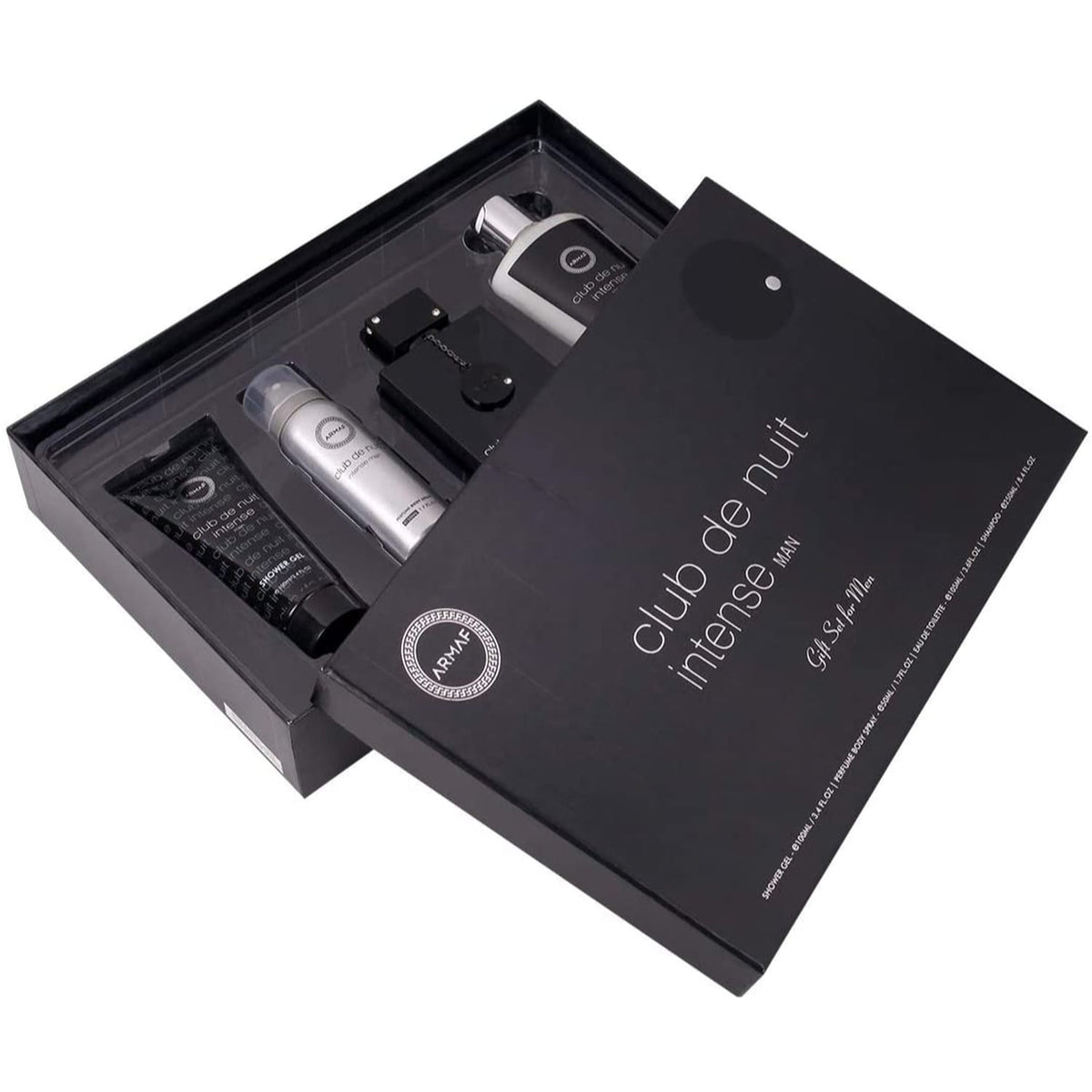 Armaf Set Club de Nuit Intense EDT 4 PCS (H); SP 105 ml; SG 100 ml; BS de 50 ml; Sh 250 ml.