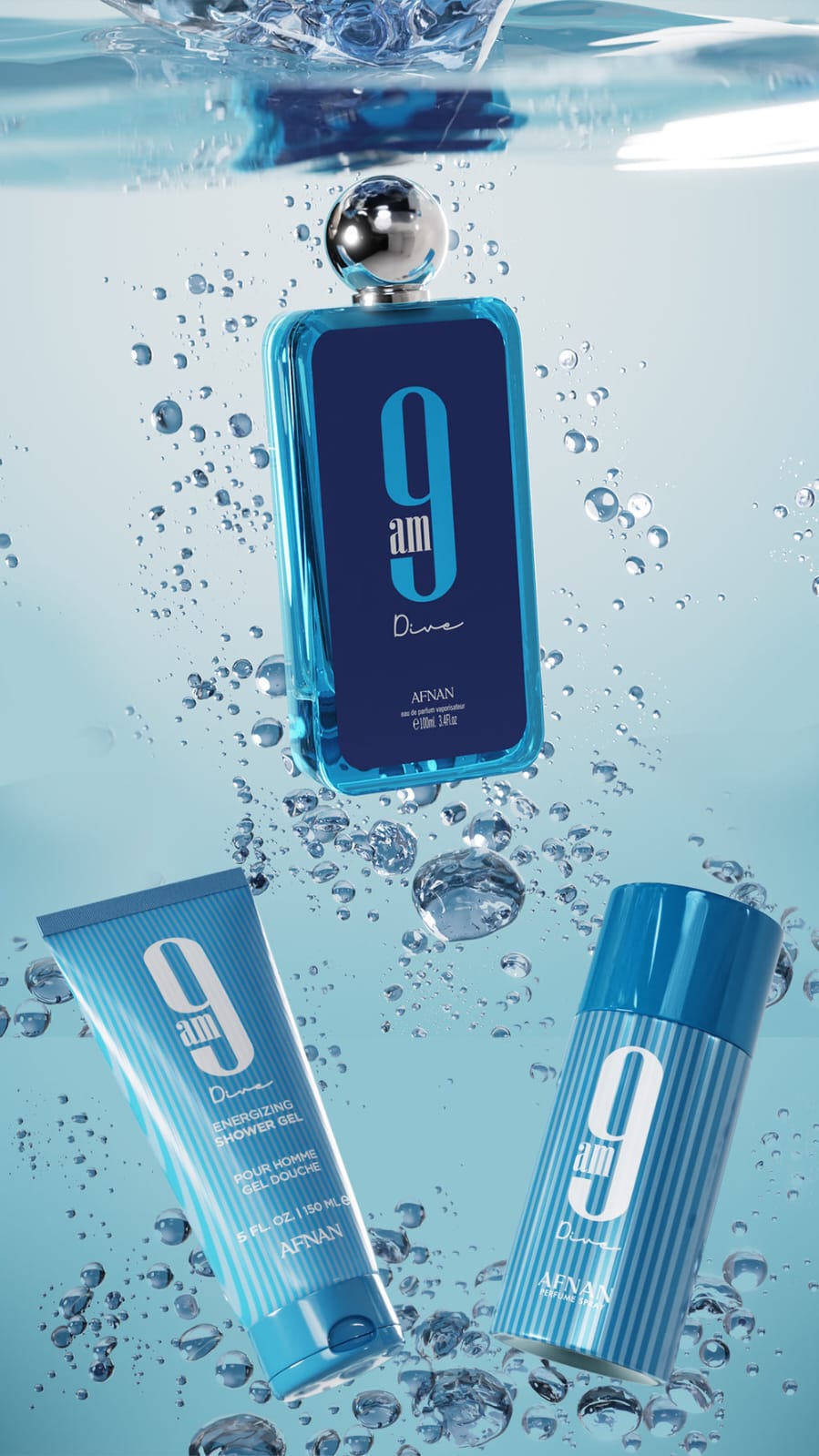Afnan Set 9am Dive EDP (U) 100ml: SP 100ml; SG 150ml; DS 150ml