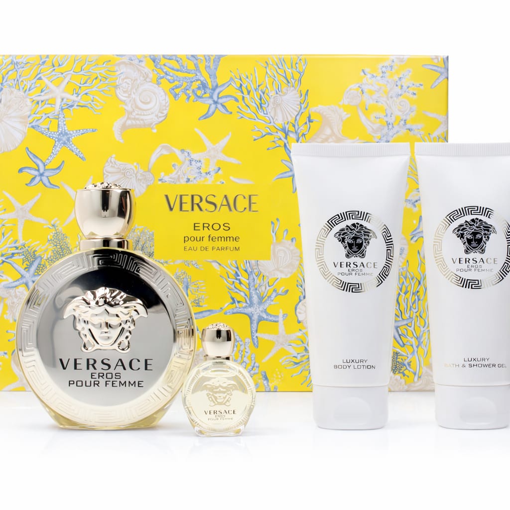Versace Set Eros Pour Femme EDP 4Pcs (M) 100ml: SP 100ml; SG 100ML; Bl 100ml; MP 5ml