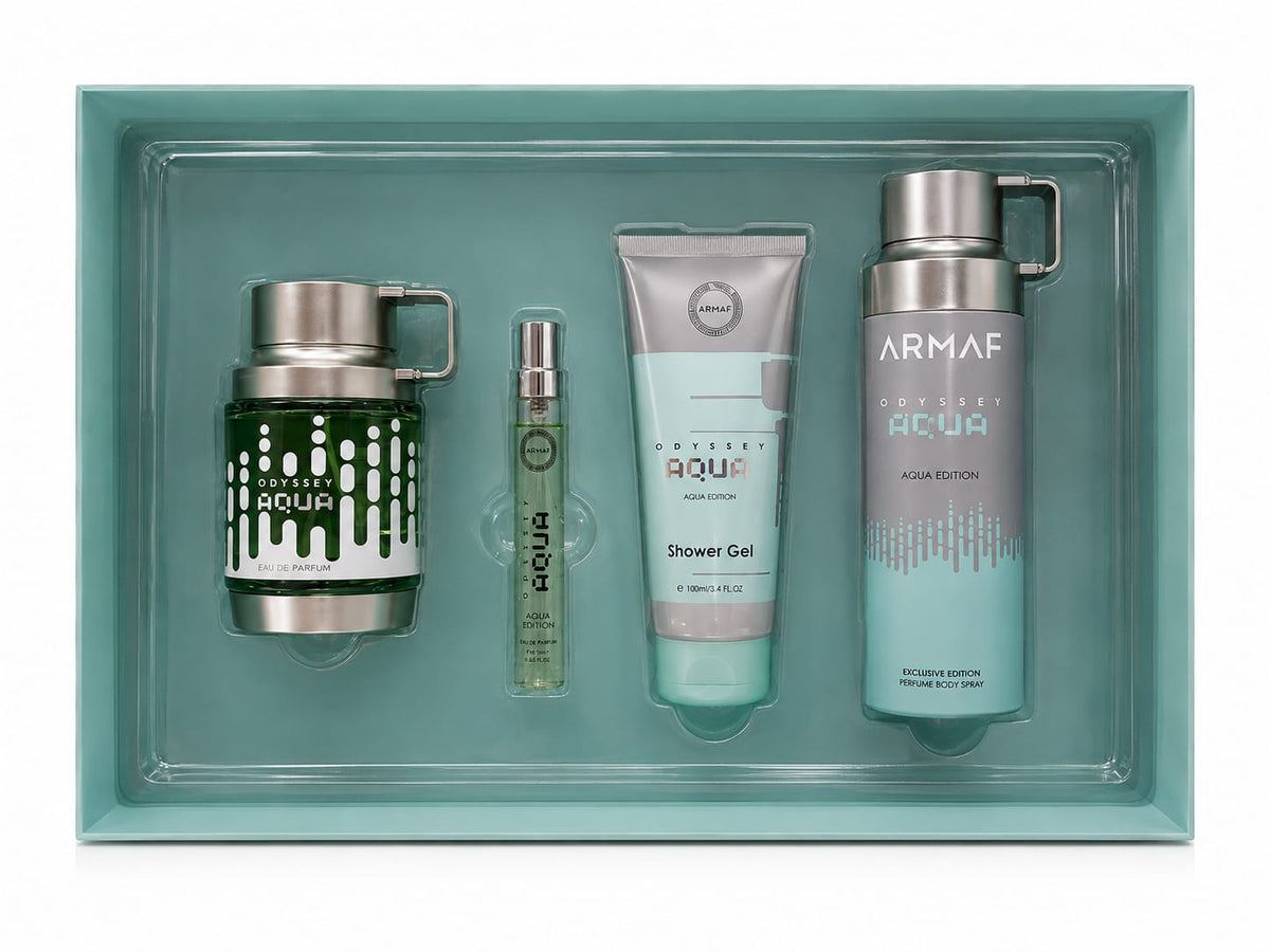 Armaf Set Odyssey Aqua Edition 4 Pcs EDP (H) 100 ml: PS 100ml; VS 10ml; SG 100ml; BS 200ml