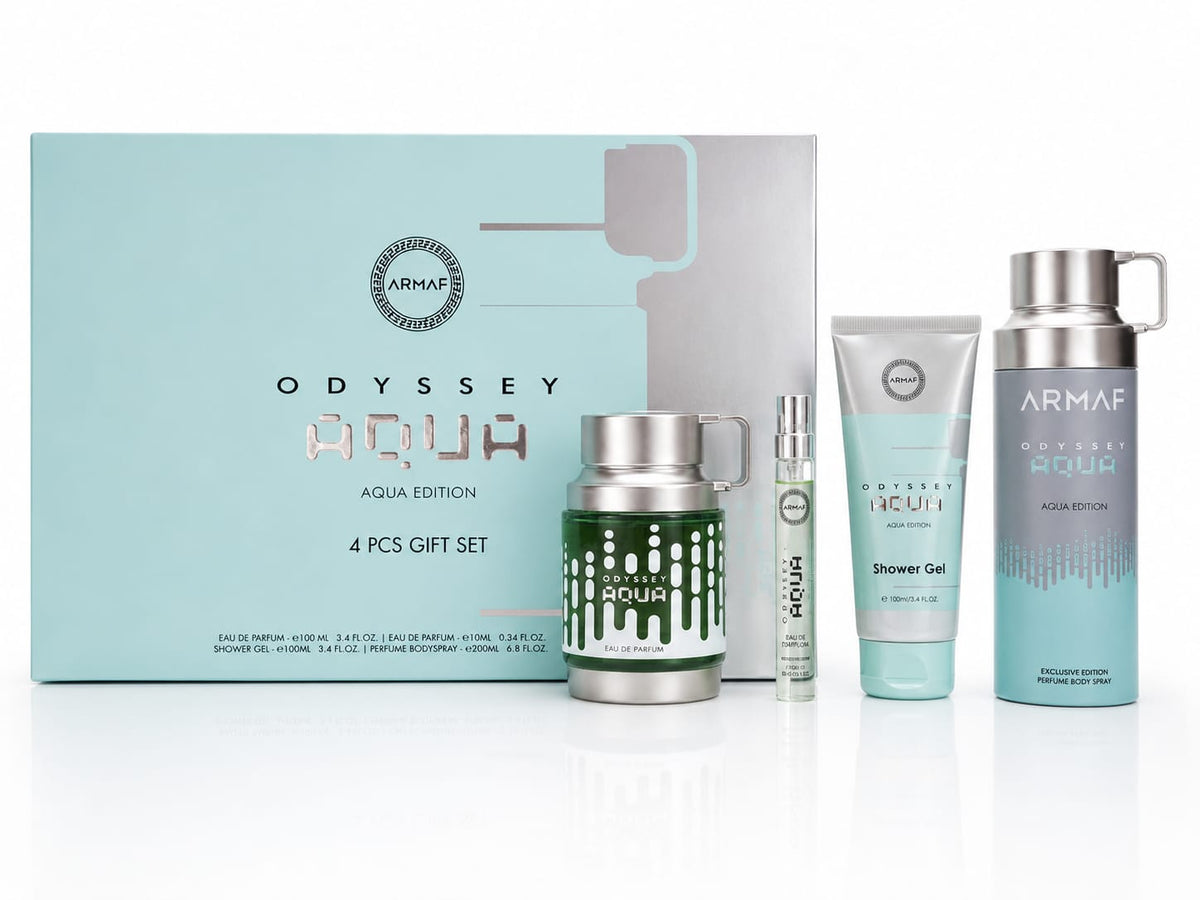 Armaf Set Odyssey Aqua Edition 4 Pcs EDP (H) 100 ml: PS 100ml; VS 10ml; SG 100ml; BS 200ml