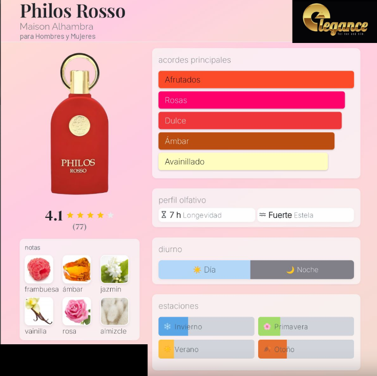 Maison Alhambra Philos Rosso EDP (U) 100ml