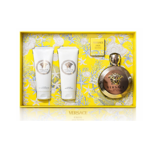 Versace Set Eros Pour Femme EDP 4Pcs (M) 100ml: SP 100ml; SG 100ML; Bl 100ml; MP 5ml