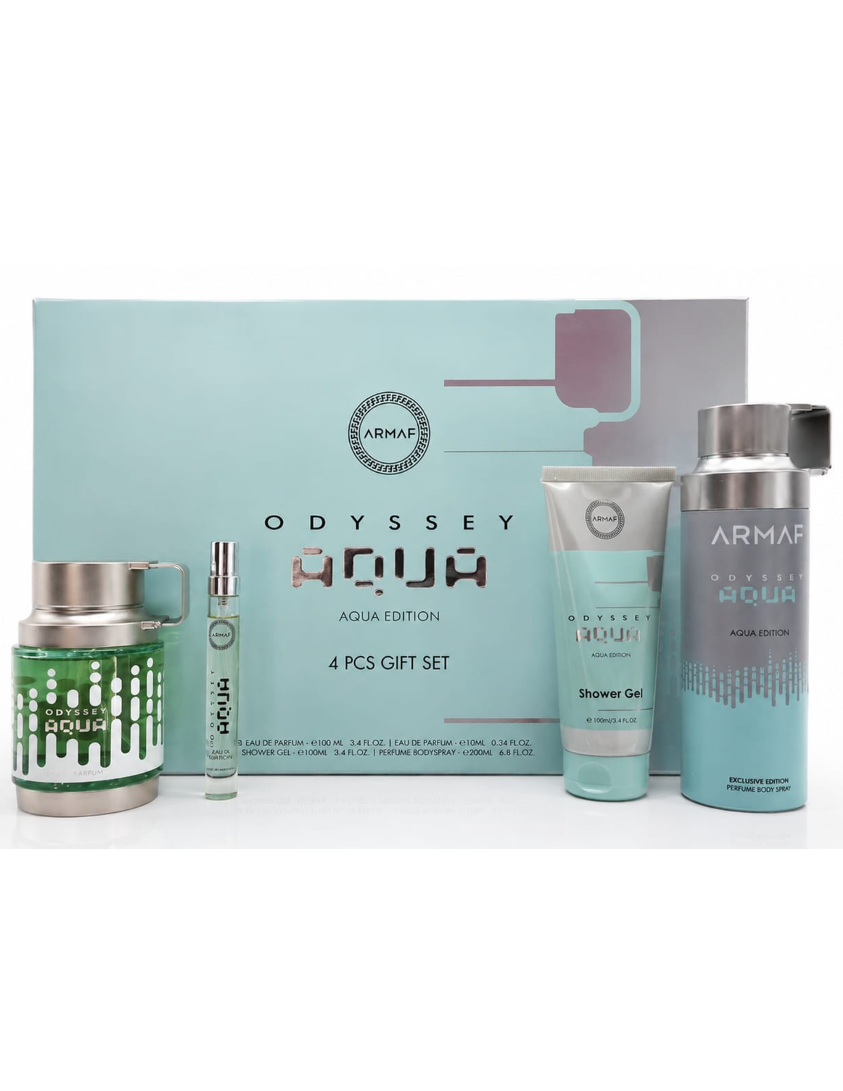Armaf Set Odyssey Aqua Edition 4 Pcs EDP (H) 100 ml: PS 100ml; VS 10ml; SG 100ml; BS 200ml