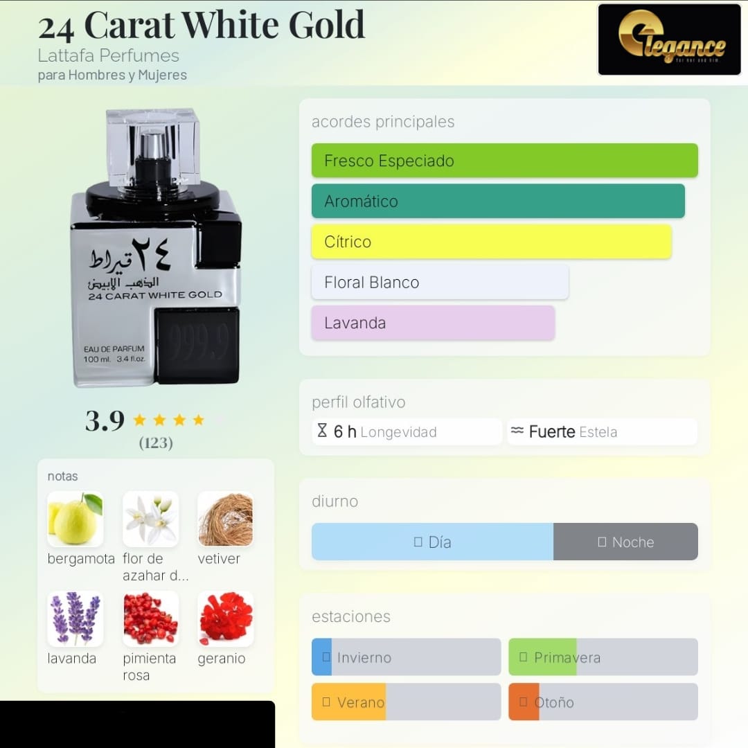Lattafa 24 Carat White Gold EDP (U) 100ml