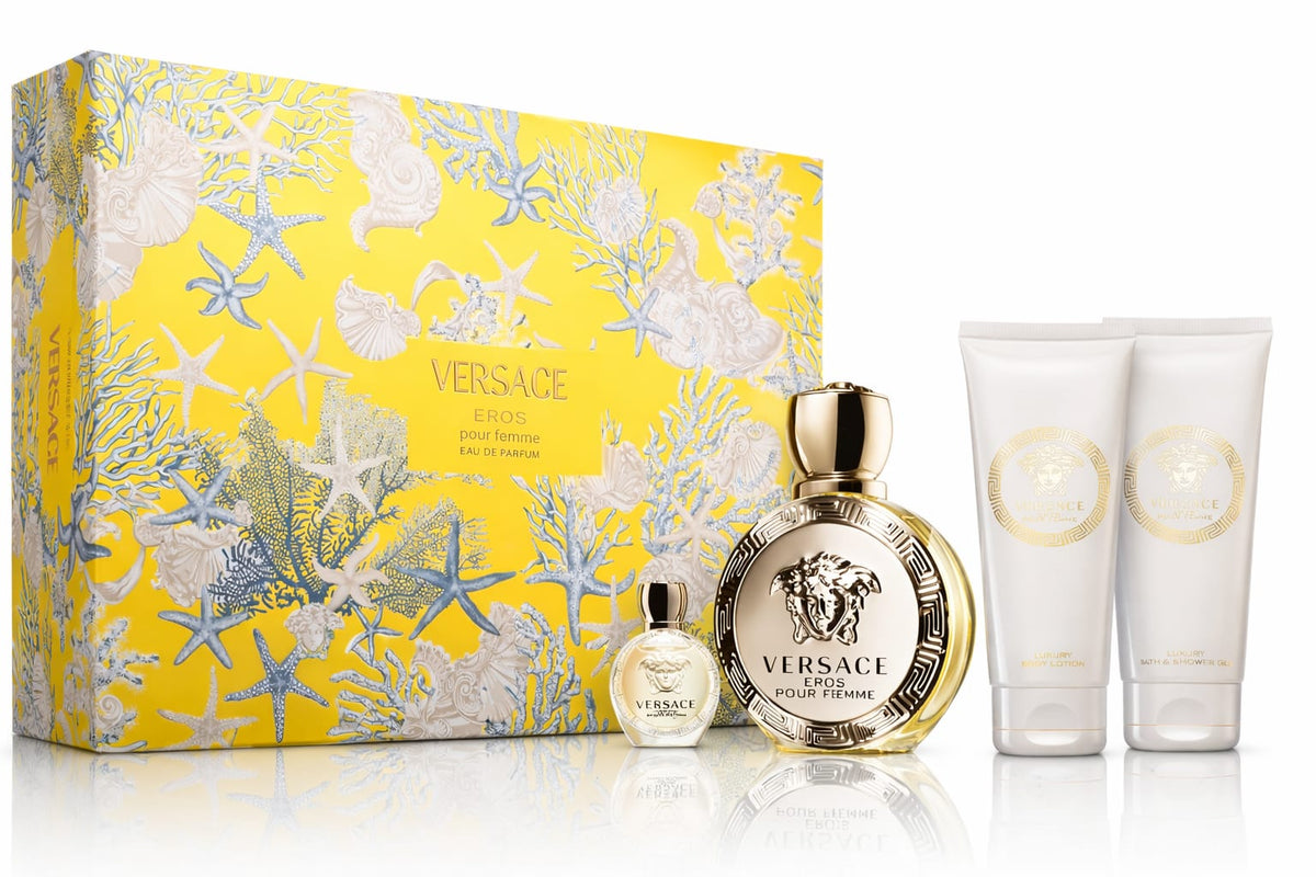 Versace Set Eros Pour Femme EDP 4Pcs (M) 100ml: SP 100ml; SG 100ML; Bl 100ml; MP 5ml