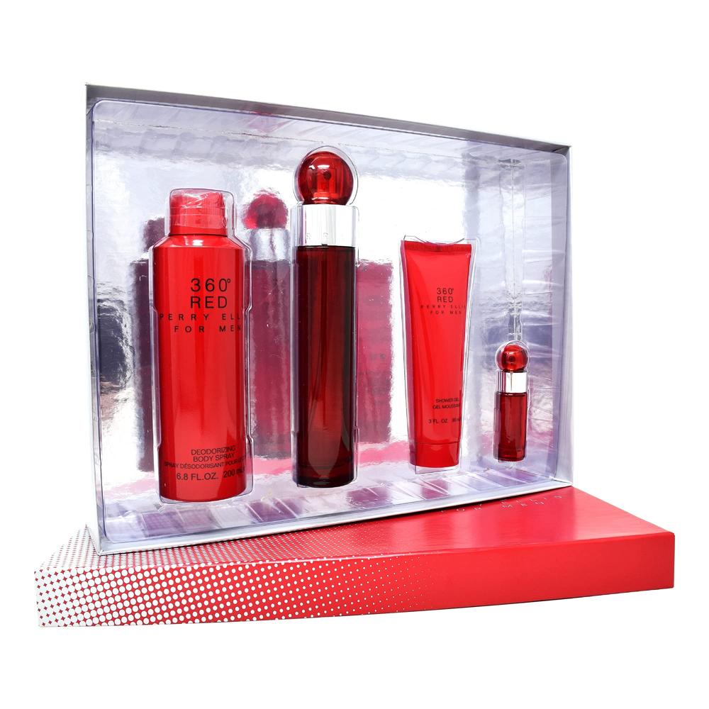 Perry Ellis Set 360 Red EDT 4 Pcs (H) SP 100ml; MP 7.5ml; SG 90ml BS 200