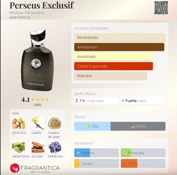 Maison Alhambra Perseus Exclusif EDP (H) 100ml - Imagen 4