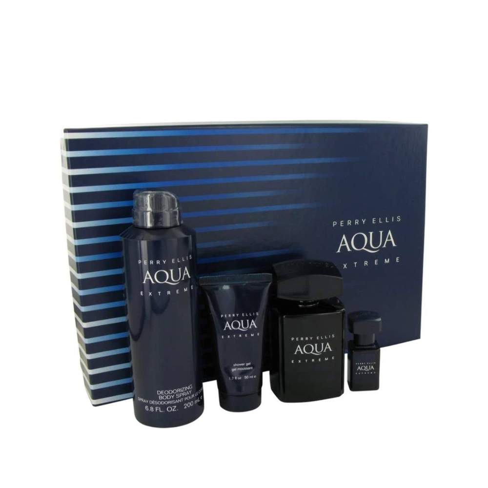Perry Ellis Set Aqua Extreme 4 Pcs EDT (H) 100ml MF 0,25onzas; GB 50ml; SD 200ml