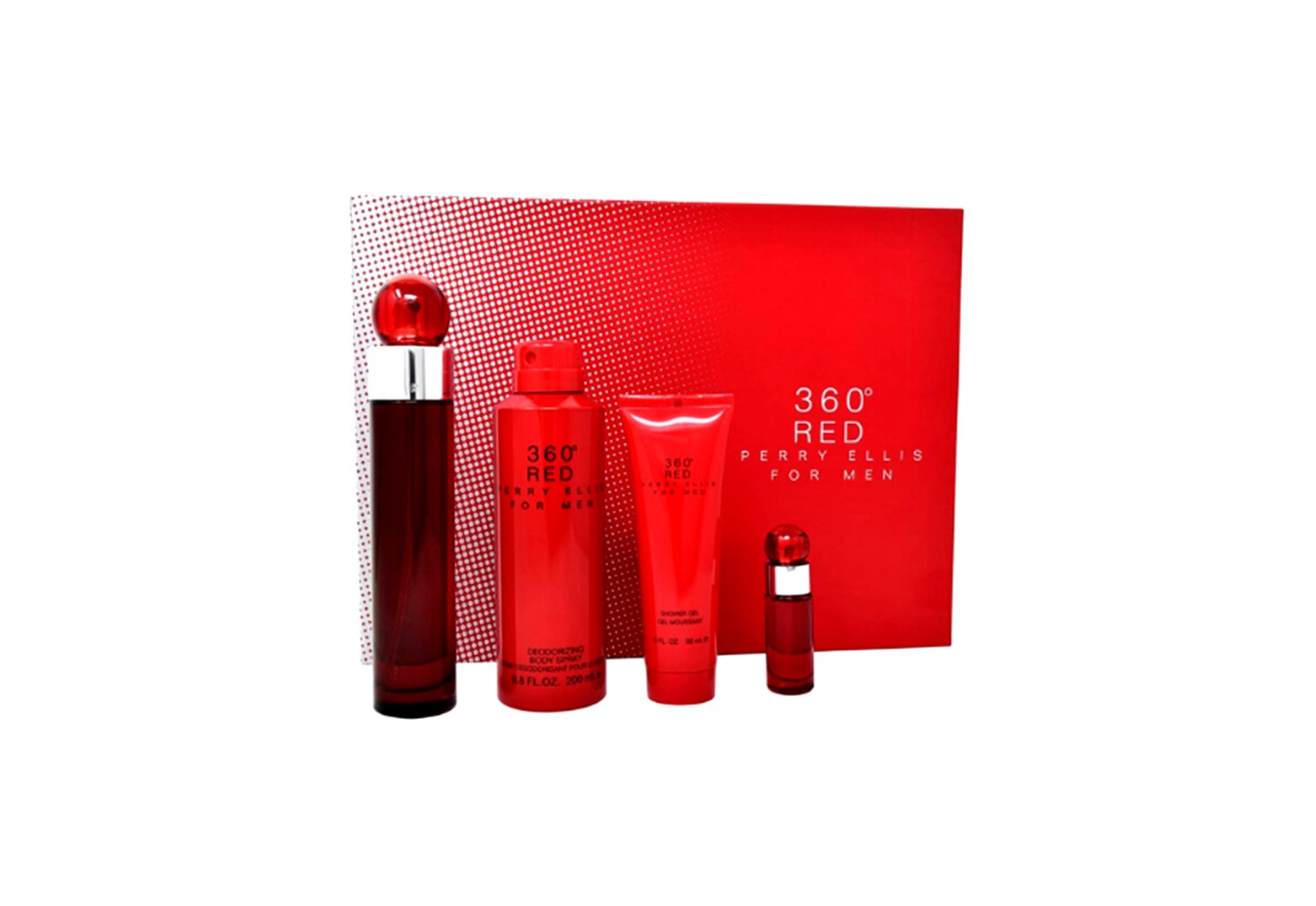 Perry Ellis Set 360 Red EDT 4 Pcs (H) SP 100ml; MP 7.5ml; SG 90ml BS 200