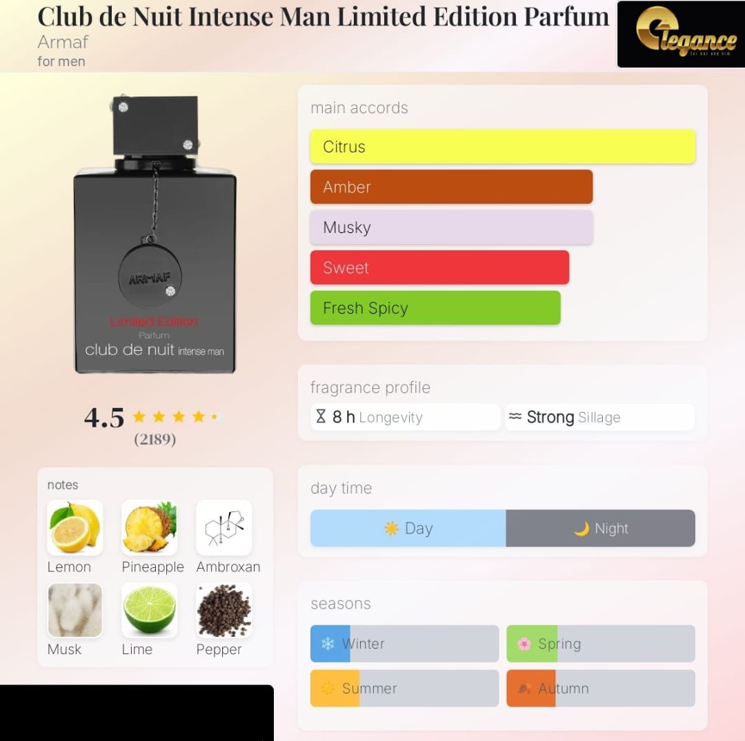 Armaf Club de Nuit Intense Man Limited Edition Parfum (H) 105ml - Imagen 4